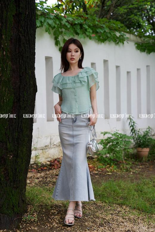 【门店同款】ENJOY夏季浪漫-荷叶边纯色上衣 157501479 商品图3
