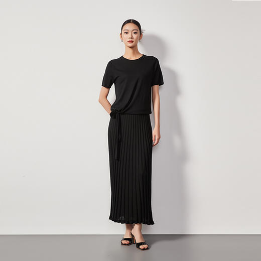 东黎 • 丝绒女士夏季系带气质简约圆领短袖 4071 商品图5