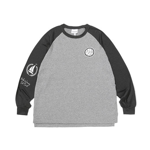 LUSHISI长袖投篮服灰色航海插肩休闲长袖篮球T恤运动速干排汗面料 商品图4