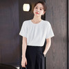气质白色洋气显瘦简约衬衣女时尚休闲夏季宽松圆领纯色衬衫 商品缩略图2