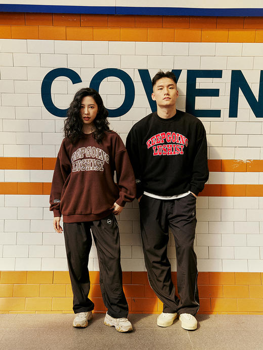 LUSHISI秋冬新款圆领摇粒绒套头卫衣潮流主题刺绣logo[继续前行] 商品图3