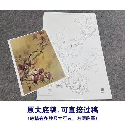 周中耀工笔画白描底稿兰花《红玉兰》临摹勾线高清打印稿ZT08 商品图1