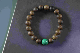YLQN0011°绿棋楠+银镀烧蓝深绿车轮珠手串1.0