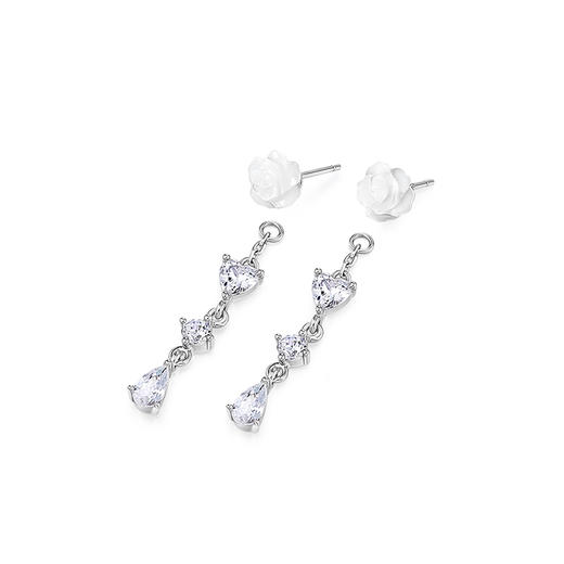 卡蒂罗/KADER 玫瑰物语系列 月光玫瑰耳钉 925银浪漫典雅一饰两戴流苏配饰 精致立体温柔复古耳饰 女友礼盒520 商品图5