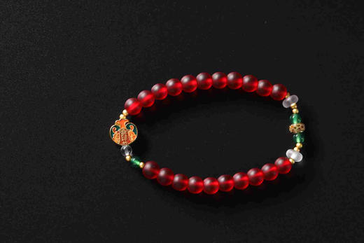 YHLL0006°红琉璃+沙金双面双色五路财神手串 商品图0