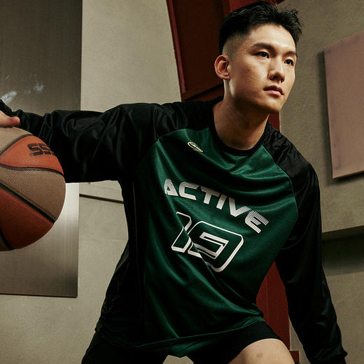 LUSHISI美式复古撞色学院拼接速干长袖篮球训练上衣插肩T恤[敏捷] 商品图0