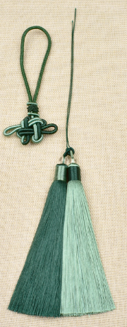 双色中国结流苏（墨绿孔雀绿）