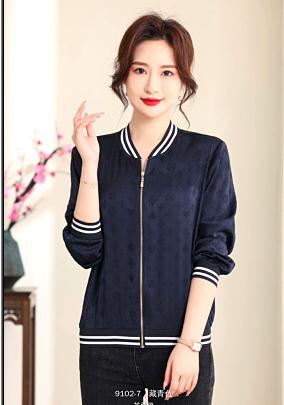 489102条纹领真丝款拉链外套 商品图0