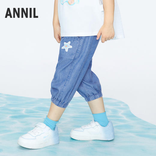 女童抗菌防晒冰牛仔七分裤夏季新款安奈儿童装实体店同款XG426595 商品图1