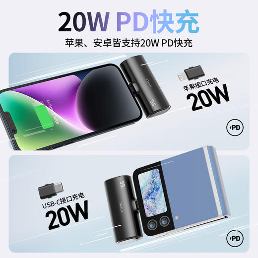 【国家3C认证】爱沃可（iWALK）LPX001胶囊充电宝PD快充20w小巧便携可换接头适用苹果iphone15华为小米安卓迷你便携应急电源 商品图1