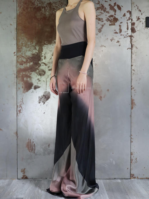 Rick Owens | LIDO图形印花阔腿高腰缎面长裤 商品图3