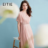 EITIE爱特爱2024夏季新款气质优雅温柔法式V领高腰粉色压褶连衣裙B2407370 商品缩略图0