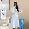 奢姿2025年夏装新款大码女装气质方领连衣裙胖妹妹提花时尚裙子9932852682 商品缩略图0