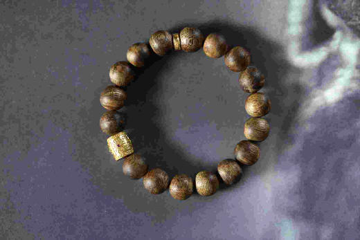 YLQN0038°绿棋楠+银镀六字真言桶珠路路通手串1.2 商品图0