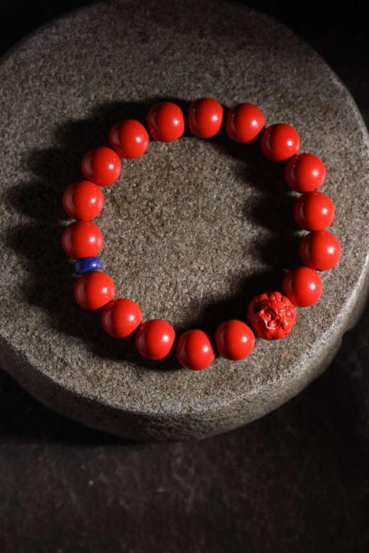 YHZS0068°朱砂貔貅珠手串1.0*17 商品图0