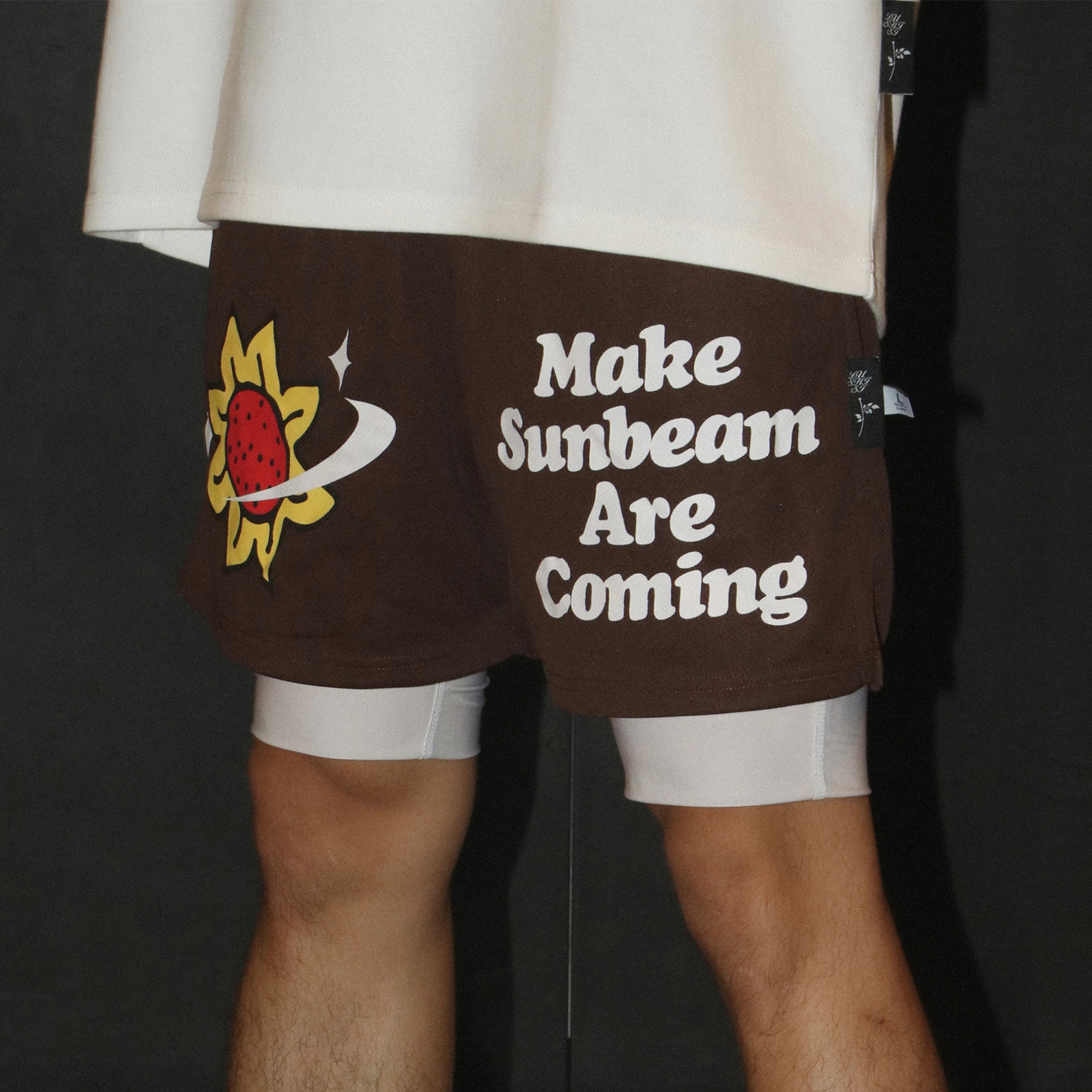 LUSHISI原创美式街头[向日葵]字母主题篮球短裤运动宽松潮跑步男