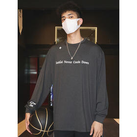 LUSHISI春秋薄款篮球运动长袖t恤速干美式微弹灰色投篮训练服上衣