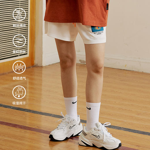 LUSHISI[日月星辰]美式刺绣运动速干篮球短裤训练不过膝四五分裤 商品图1