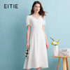 EITIE爱特爱2024夏季新款文艺风V领收腰白色气质优雅长裙连衣裙B2407354 商品缩略图0