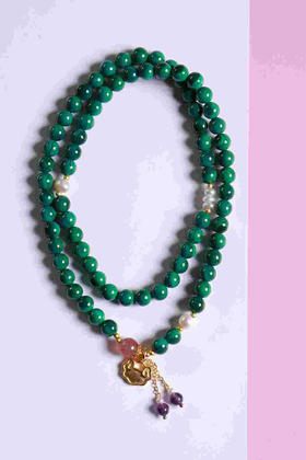 YKQS0007°孔雀石+沙金大如意手串