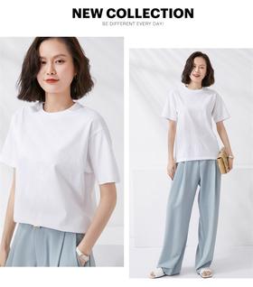「89到手3件！纯棉黑白两色」纯色t恤女短袖夏装新款韩版宽松半袖圆领薄款上衣体恤