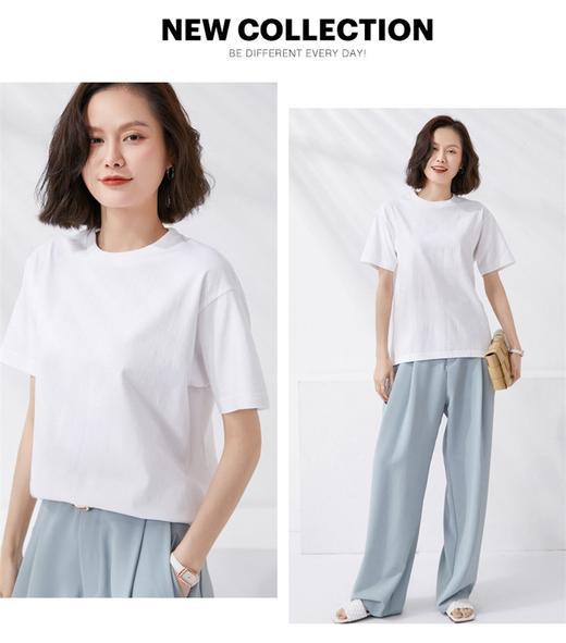 「89到手3件！纯棉黑白两色」纯色t恤女短袖夏装新款韩版宽松半袖圆领薄款上衣体恤 商品图0