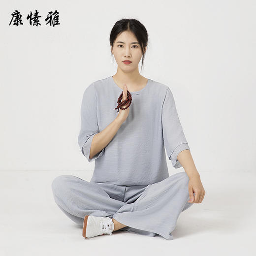 康愫雅中国风禅修服套装茶艺师服文艺复古仙气飘逸禅意居士服女装 商品图3