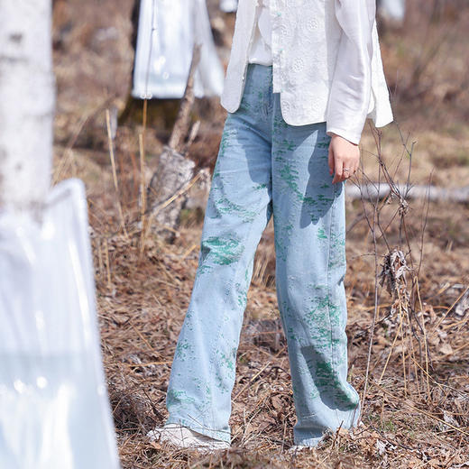 【福利清仓】一姐私服！提花直筒牛仔裤 商品图0