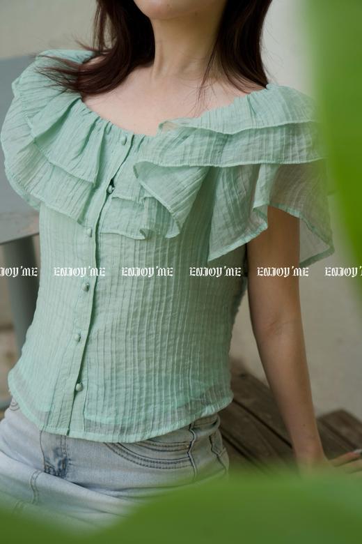 【门店同款】ENJOY夏季浪漫-荷叶边纯色上衣 157501479 商品图2