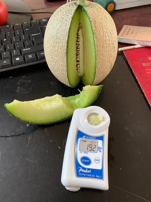 网纹蜜瓜他来自进口种源！生长在北纬37。四级分明的沿海城市！山东海阳！地标性特产！
糖度1+！口感糯甜爆汁！犹如吃蜜！也可以称他为甜瓜界的劳斯莱斯！4.5斤左右/箱 商品图2