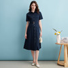 EITIE爱特爱夏季新款极简工装通勤单排扣深蓝色A字衬衫连衣裙B2407368 商品缩略图1