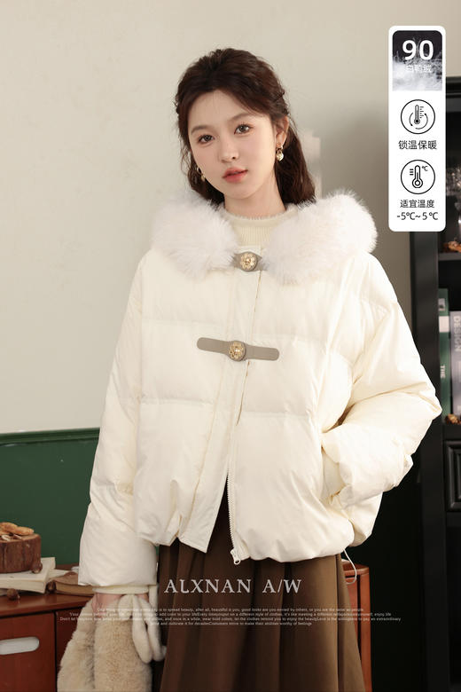 鹿向南《昆仑煮雪》新中式轻国风保暖外套LXN32575CK 商品图4