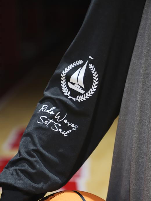 LUSHISI长袖投篮服灰色航海插肩休闲长袖篮球T恤运动速干排汗面料 商品图3