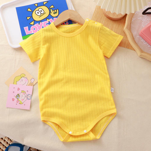 【49.9/任选2件】儿童提花三角爬服 婴儿包屁衣服 夏季包臀 春装男女宝宝 纯棉连体短袖小童新生儿三角哈衣-QQ 商品图1