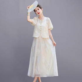 新中式国风套装连衣裙，时尚刺绣两件套裙HR-YIZX86116