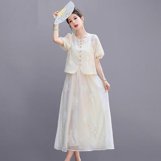 新中式国风套装连衣裙，时尚刺绣两件套裙HR-YIZX86116 商品图0