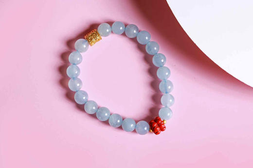 YHLB0002°海蓝宝+沙金如意六角桶珠手串 商品图0