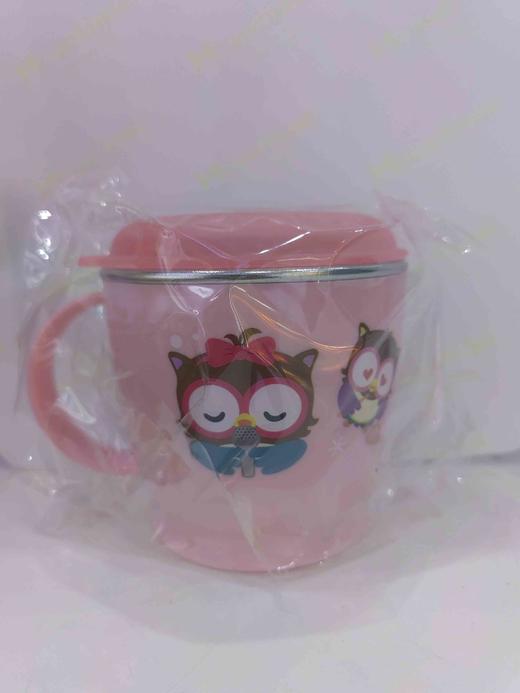 猫头鹰防滑不锈钢单柄水杯(粉色带盖240ml) 商品图0