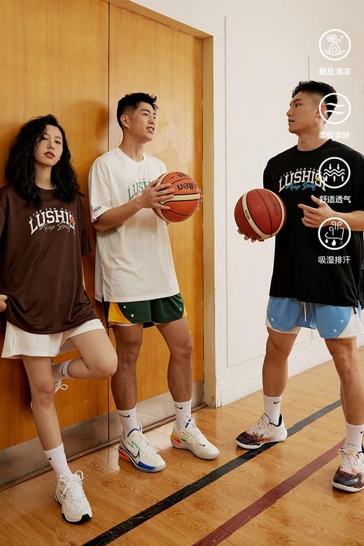 LUSHISI春夏基础篮球运动美式休闲潮流速干投篮服短袖男宽松圆领T 商品图5