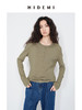 HIDEMI 【当当同款】圆领纽扣极简春夏松弛感亨利领自然棉长袖外穿宽松t恤女 商品缩略图3