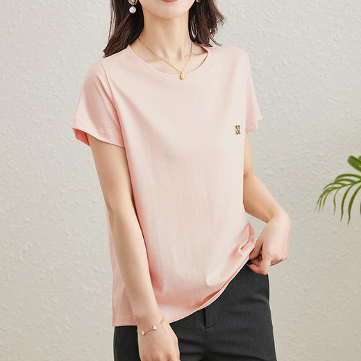 纯色通勤显瘦，桑蚕丝短袖t恤HR-MXG8607 商品图3