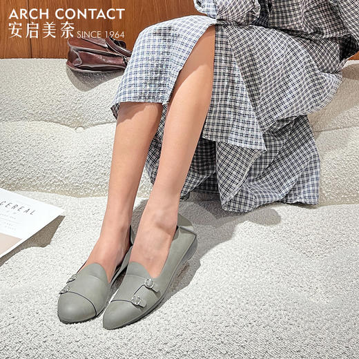 安启美奈双排扣平底单鞋，穿着方便，通勤平时都能穿 商品图6