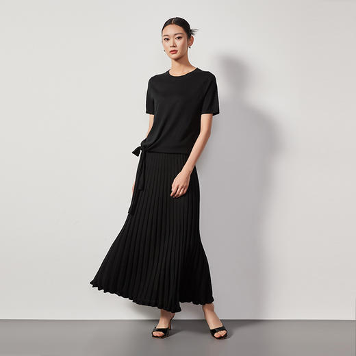 东黎 • 丝绒女士夏季系带气质简约圆领短袖 4071 商品图6