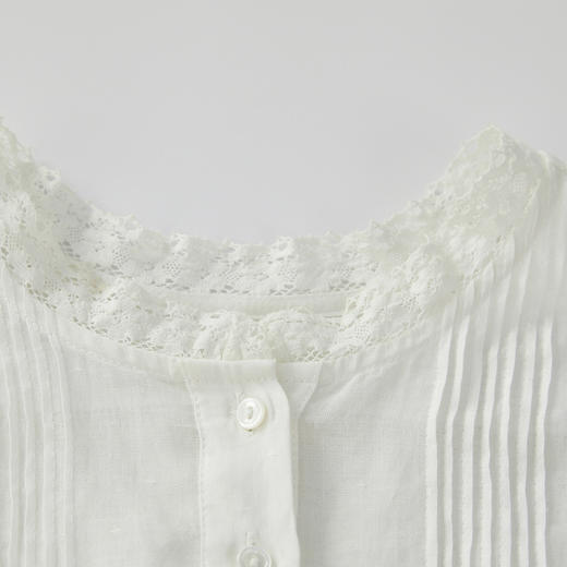 谜底苎麻衬衫七分袖女2024年夏新品复古风绣花透气衬衣242GC0655 商品图3