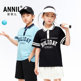 男女童翻领短袖T恤夏新款安奈儿童装EM421113