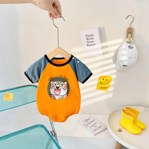 【软糯糯亲肤感，上身巨舒适！】ins婴儿包屁衣 夏季薄款男女宝宝 短袖连体衣 三角哈衣爬服-QQ 商品图6