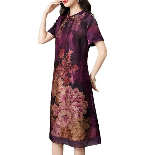 夏款改良旗袍宽松大码新中式国风香云纱连衣裙LS 商品图4