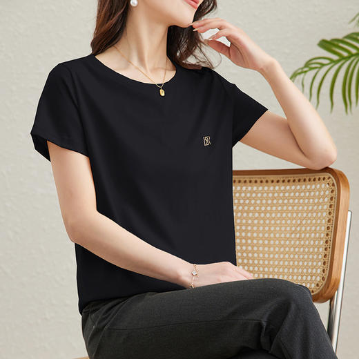 纯色通勤显瘦，桑蚕丝短袖t恤HR-MXG8607 商品图2