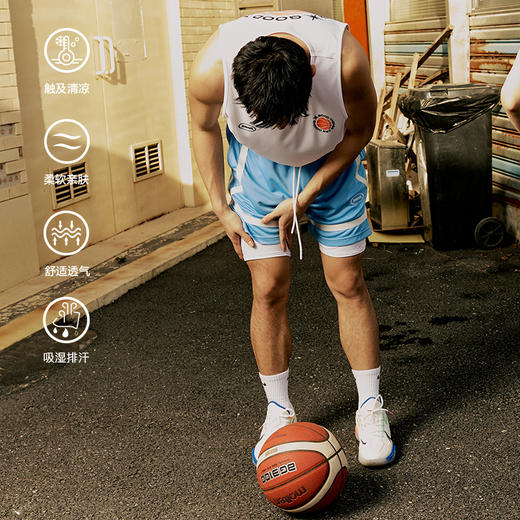 LUSHISI[后卫]美式篮球不过膝四五分裤速干运动拼接跑步训练短裤 商品图1