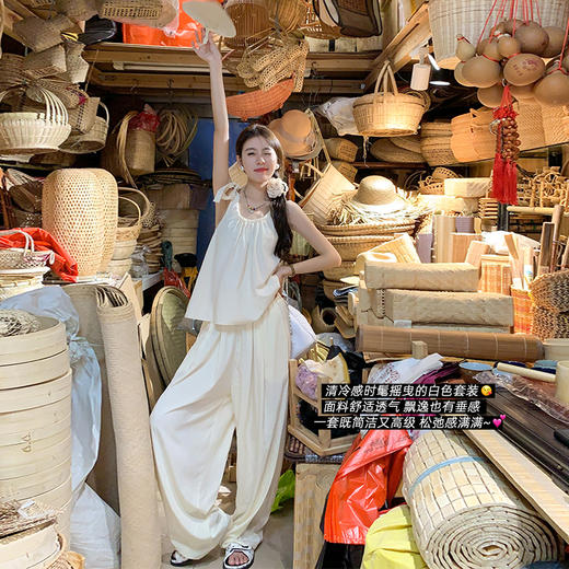 <曾小咸推荐>【清冷感氛围】无袖上衣+休闲裤 商品图0